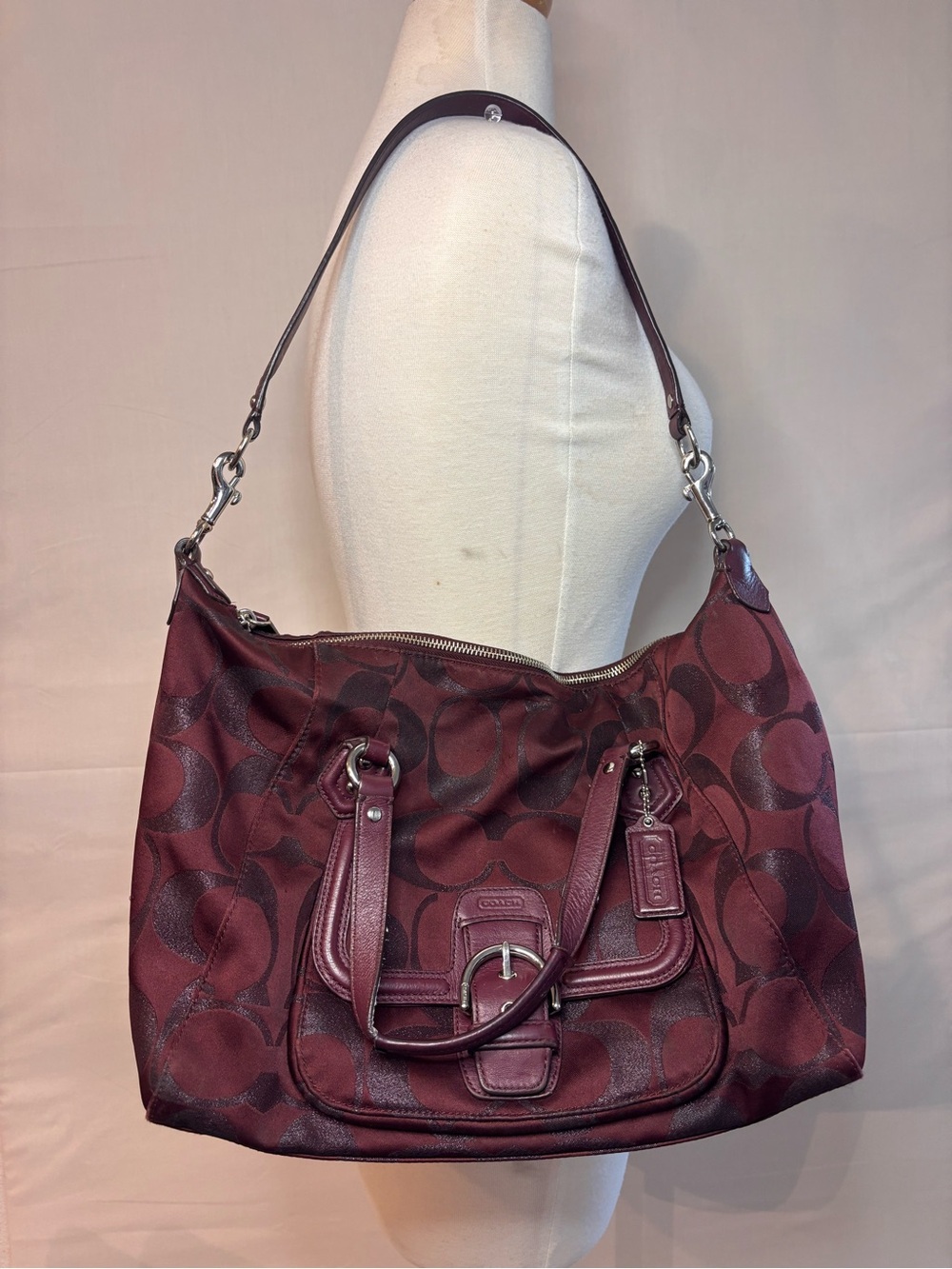 Burgundy Coach Campbell satchel purse with wallet